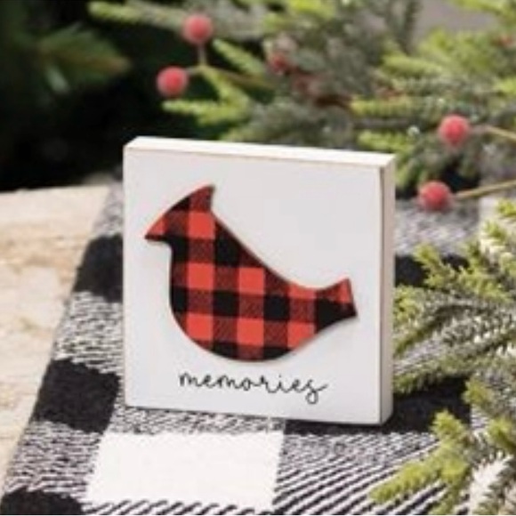 *Buffalo Check Cardinal Memories Block Shelf Sitter - Picture 13 of 13